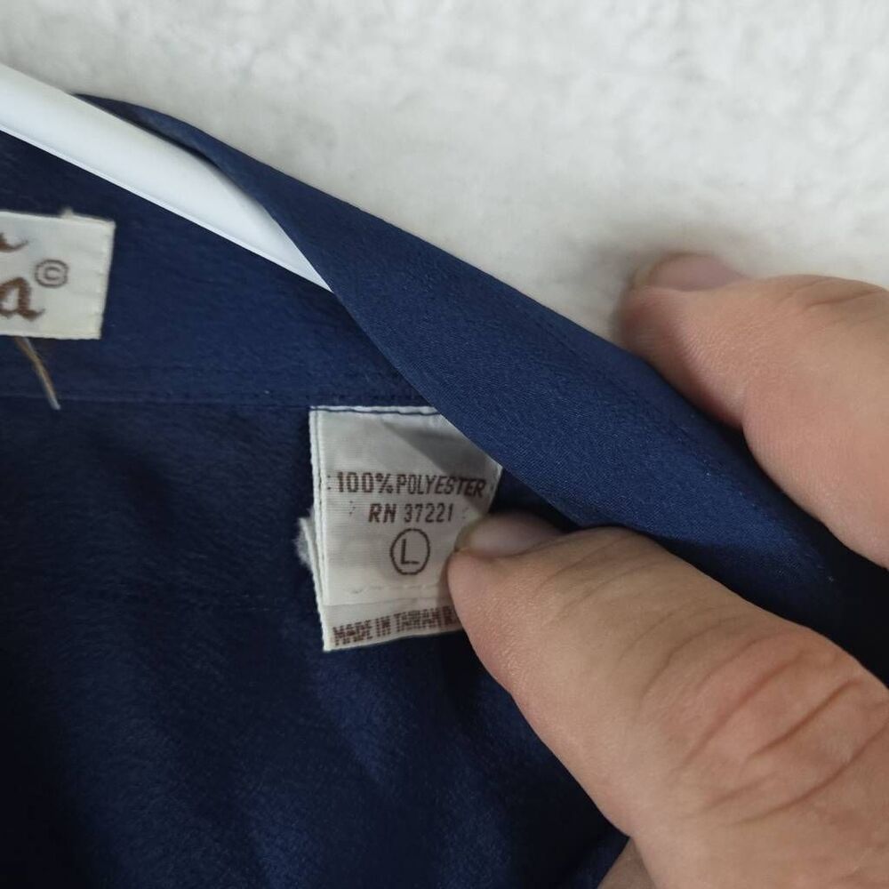 D'Avila Men's Embroidered Long Sleeve Button-up Disco Shirt Blue‎ Large - Picture 4 of 8